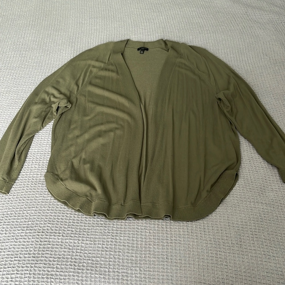 Talbots Petite XL green open cardigan